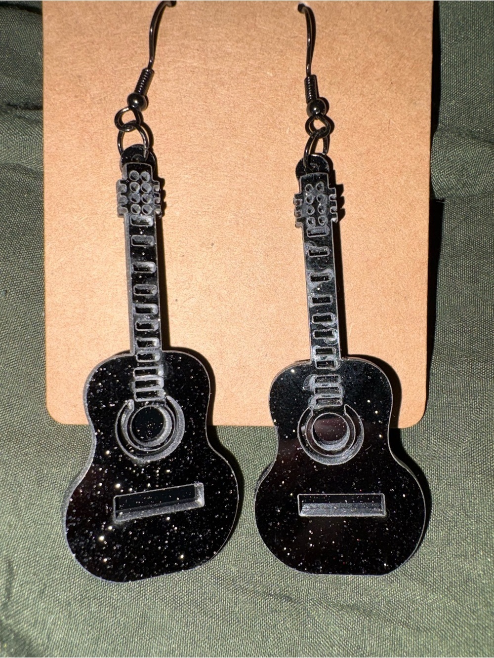 Black Guitar Dangle Earrings